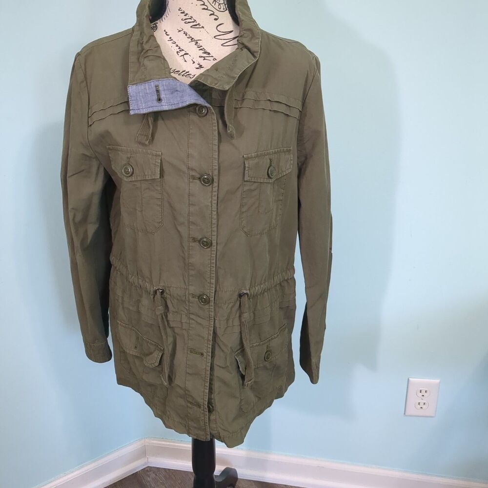 Banana Republic Women's Utility Jacket green Medium Long Sleeve Cotton